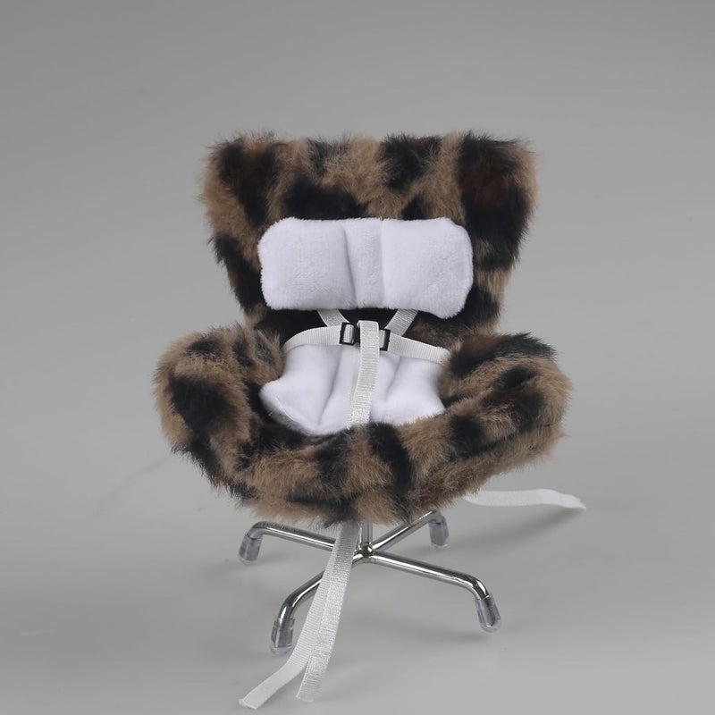 Walant Doll Car Seat Compatible with Labubu, Chair for 10-17cm Dolls - Adjustable Safety Strap, Air Vent Clip & Desktop Stand, Soft Cushion, Cute Car Ornament Gift for Collectors & Fans (Brown Leopard Print) - Image 4